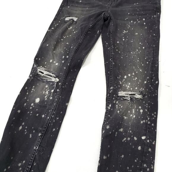 Zara | Skinny Stretch Paint Splatter Raw Hem Ankle Jeans - Picture 2 of 7